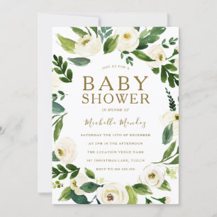 Prachtige witte flora met neutraal Baby shower Kaart