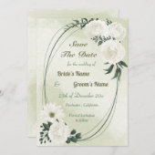 prachtige witte florale geometrie save the date (Voorkant / Achterkant)