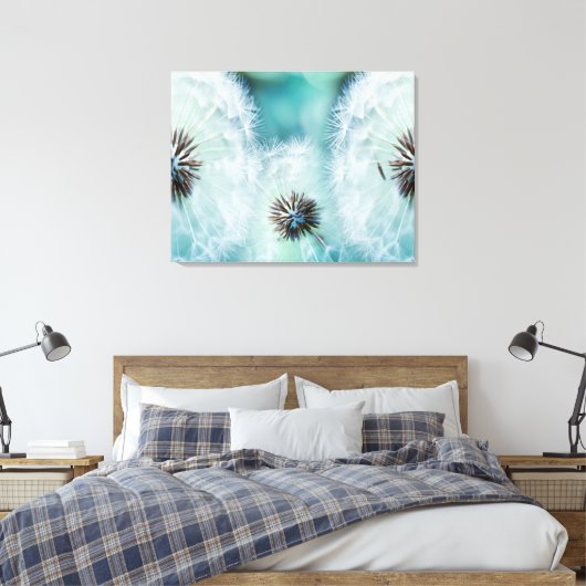 Prachtige witte gezwollen bloem canvas afdruk (Insitu (Slaapkamer))