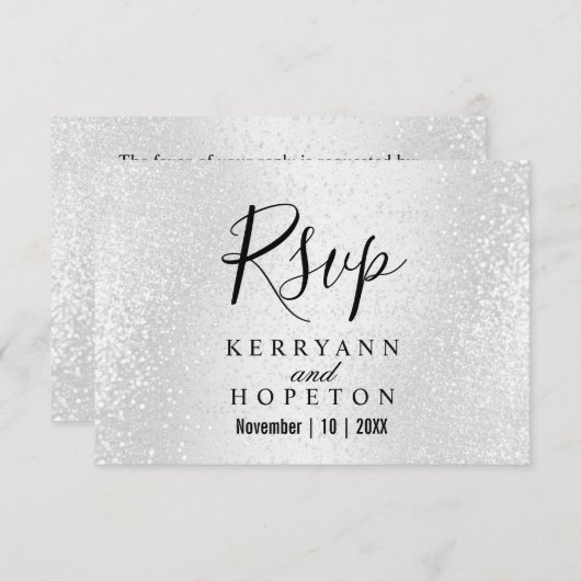Prachtige witte glitter - RSVP (Voorkant / Achterkant)