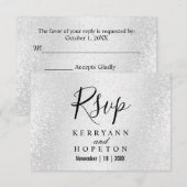 Prachtige witte glitter - RSVP Kaartje (Voorkant / Achterkant)