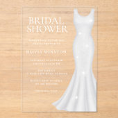 Prachtige witte jurk Vrijgezellenfeest Acryl Uitnodigingen (Voorkant)