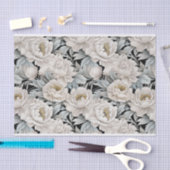 Prachtige witte pioen illustraties donkere achterg tissuepapier (Craft)