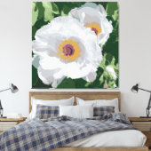 Prachtige witte pioen op canvas (Insitu (Slaapkamer))