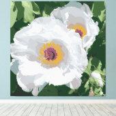 Prachtige witte pioen op canvas (Insitu (Houten vloer))