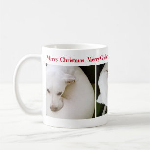 Prachtige witte poppuppy Dog met kerstmis Koffiemok