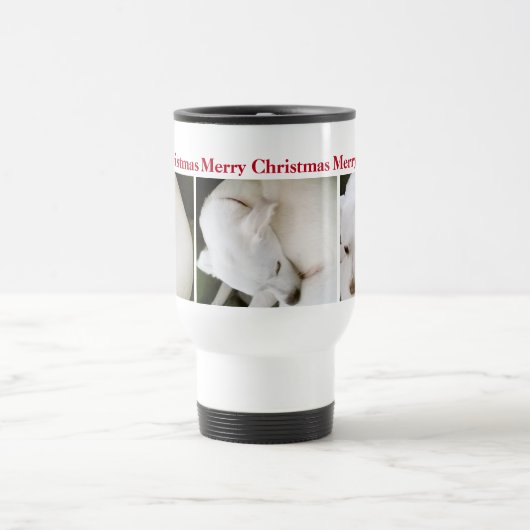 Prachtige witte poppuppy Dog met kerstmis Reisbeker (Center)