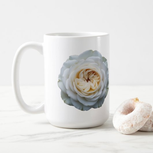 Prachtige Witte Roos Witte Klassieke Mok (Met donut)