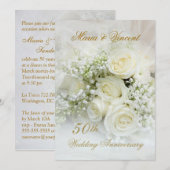 Prachtige witte rozen 50th Wedding Jubileum Kaart (Voorkant / Achterkant)