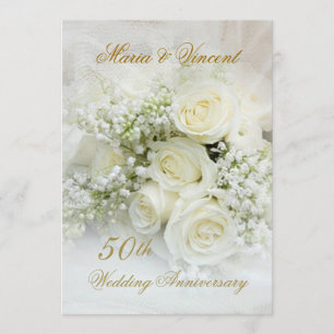 Prachtige witte rozen 50th Wedding Jubileum Kaart