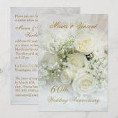 Prachtige witte rozen 60e trouwdag kaart (Voorkant / Achterkant)