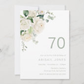 Prachtige witte rozen 70e verjaardagsfeestje kaart (Voorkant)