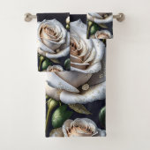 Prachtige witte rozen met gouden details bad handdoek (Insitu)