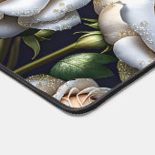 Prachtige witte rozen met gouden details bureaumat (Hoek)