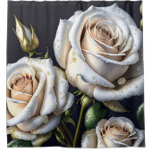 Prachtige witte rozen met gouden details douchegordijn (Voorkant)