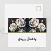 Prachtige witte rozen met gouden details, elegant briefkaart (Voorkant / Achterkant)