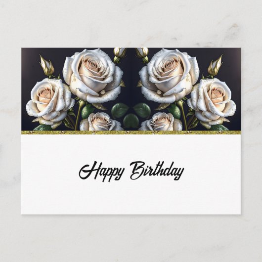 Prachtige witte rozen met gouden details, elegant briefkaart (Voorkant)