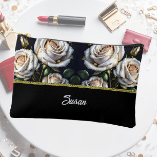 Prachtige witte rozen met gouden details, elegant etui