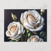 Prachtige witte rozen met gouden details feestdagenkaart (Voorkant)