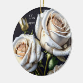 Prachtige witte rozen met gouden details keramisch ornament (Links)