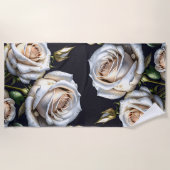 Prachtige witte rozen met gouden details strandlaken (Voorkant)