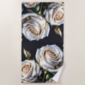 Prachtige witte rozen met gouden details strandlaken (Voorkant)