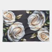 Prachtige witte rozen met gouden details theedoek (Horizontaal)