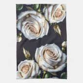 Prachtige witte rozen met gouden details theedoek (Verticaal)