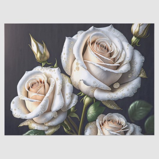 Prachtige witte rozen met gouden details tissuepapier (Voorkant)