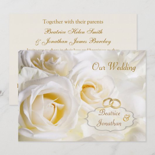 Prachtige witte rozen Weddenschap Kaart (Voorkant / Achterkant)