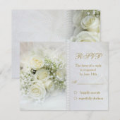 Prachtige witte rozen Wedding RSVP Uitnodiging (Voorkant / Achterkant)
