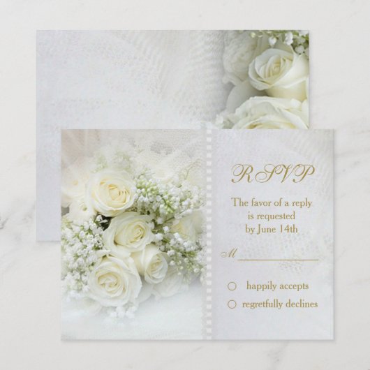 Prachtige witte rozen Wedding RSVP Uitnodiging (Voorkant / Achterkant)