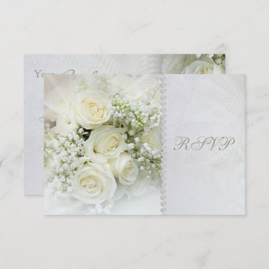 Prachtige witte rozen Wedding RSVP Uitnodiging (Voorkant / Achterkant)