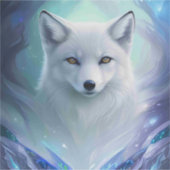 Prachtige witte sneeuwvos op ijzig land sticker (Voorkant)