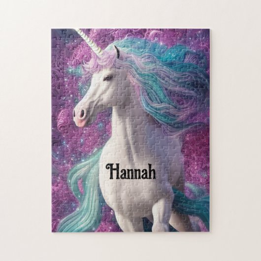 Prachtige witte unicorn met Turquoise en Paars Legpuzzel (Verticaal)