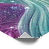 Prachtige witte unicorn met Turquoise en Paars Poster (Hoek)