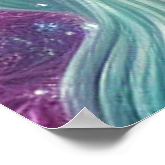 Prachtige witte unicorn met Turquoise en Paars Poster (Hoek)