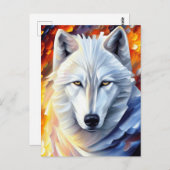 Prachtige witte wolfschilderijen briefkaart (Voorkant / Achterkant)