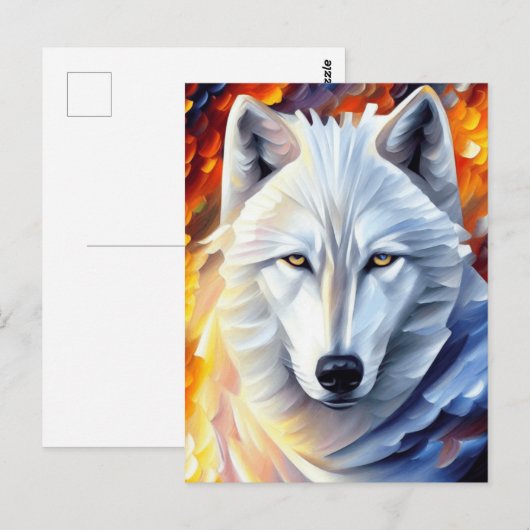 Prachtige witte wolfschilderijen briefkaart (Voorkant / Achterkant)