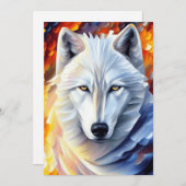 Prachtige witte wolfschilderijen feestdagenkaart (Voorkant / Achterkant)