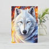 Prachtige witte wolfschilderijen feestdagenkaart (Staand voorkant)