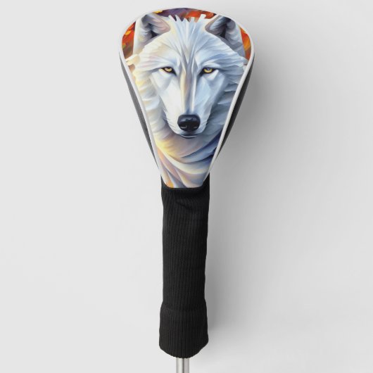 Prachtige witte wolfschilderijen golfheadcover (Voorkant)