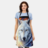 Prachtige witte wolfschilderijen schort (Gedragen)