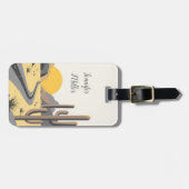 Prachtige woestijnzonsopgang met berg uitzicht bagagelabel (Voorkant horizontaal)