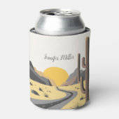 Prachtige woestijnzonsopgang met berg uitzicht blikjeskoeler (Blikje Voorkant)