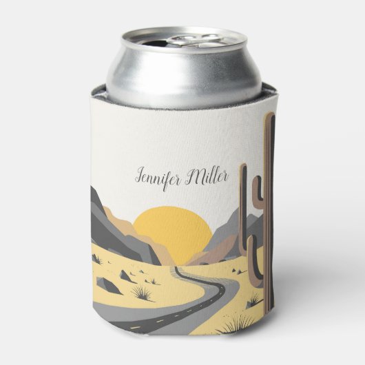 Prachtige woestijnzonsopgang met berg uitzicht blikjeskoeler (Blikje Voorkant)