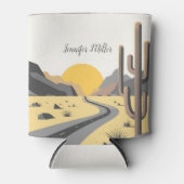 Prachtige woestijnzonsopgang met berg uitzicht blikjeskoeler (Voorkant)