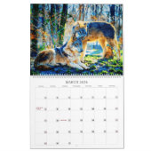 Prachtige wolf-wildlife-waterverfschildering van w kalender (Mar 2026)