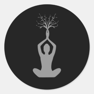 Prachtige Yoga Natuur Boeddhisme Spirituele Boom Ronde Sticker