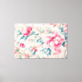 Prachtige zachte roze bloemen en cerulean bladeren canvas afdruk (Voorkant)